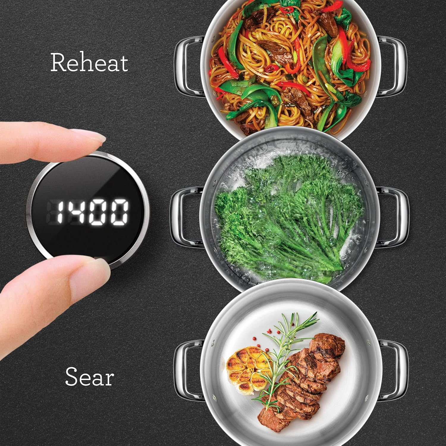 Breville, the Quick Cook Dual Zone Induction Cooker, Matte Black, LIC700MTB2IAN1 image number 3