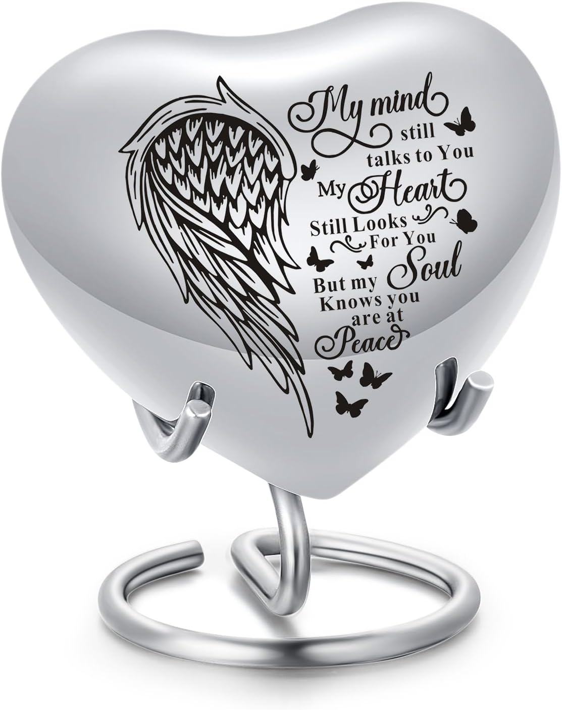 AIWENXI Pet Urn Memorial Container Jar Pot Urn Memorials Keepsake Pet Dog Cat Urn Mini Urn Memorial Urn for Cremation Ashes (Wings Silver) image number 1