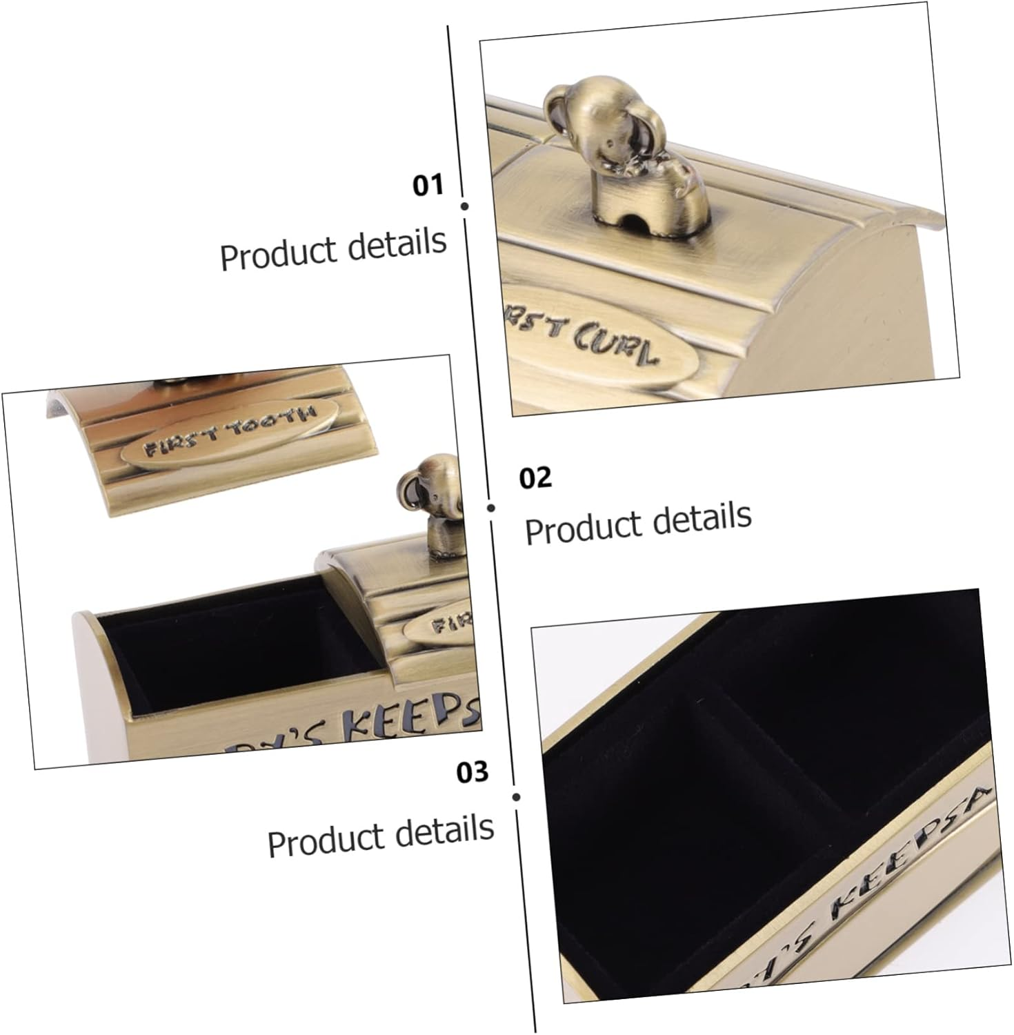 Retro Style Metal Teeth Case Animal Patterns Keepsake Box for Boys Girls image number 5