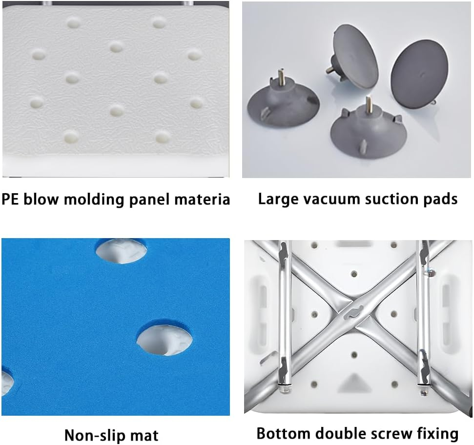 TOMVAES Adjustable Legs Shower Seat with Back, Bathroom Bench Bath Chair with Anti-Slip Suction Cup, Shower Chair with Arms Hold up to 150 KG for Disabled, Pregnant Woman, Elderly image number 1