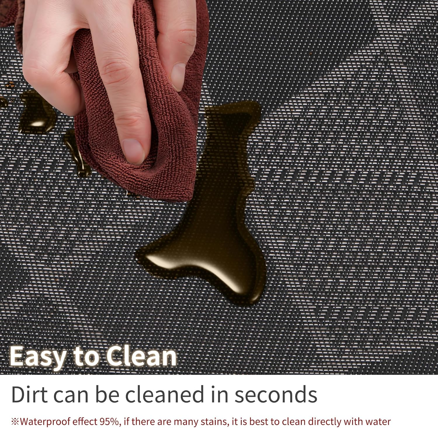 Annhua PVC Placemats Set of 2, Heat-Resistant Table Mats for Dining - Washable Rectangle Place Mat with Geometric Pattern for Home Kitchen Decor, 45 X 30 Cm - Black image number 1