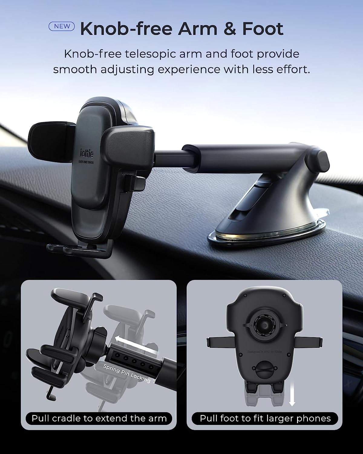 Iottie Easy One Touch 6 Universal Car Mount Dashboard & Windshield Suction Cup Phone Holder for Iphone Samsung, Google, All Smartphones image number 6