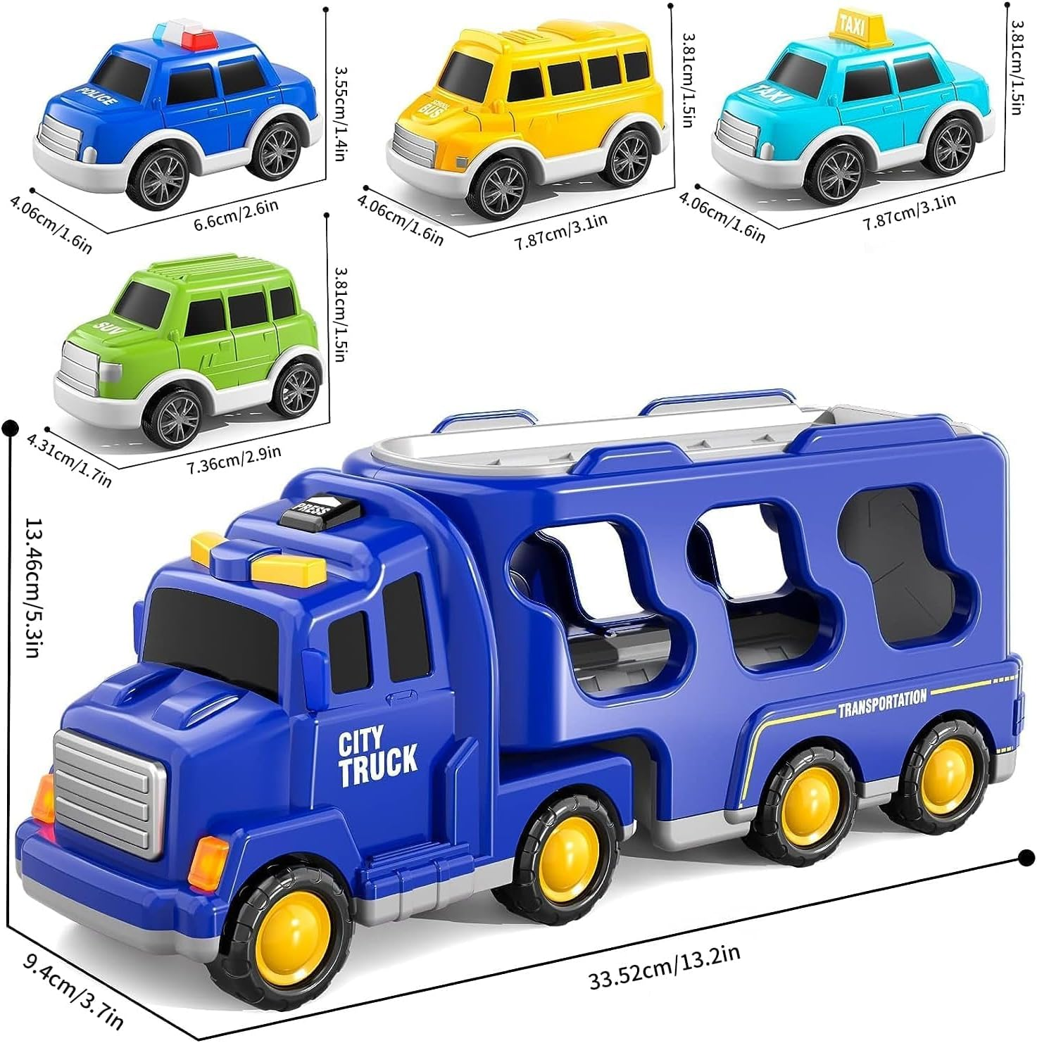 Truck Transport Vehicles Toys Trucks Toys Toddler 3 4 5 6 Years Old, 5 in 1 Truck Friction Power Toy Car with Light and Sound Transport Vehicle Carrier Trucks, Car Toys Set for Kids 3-5 Year image number 4