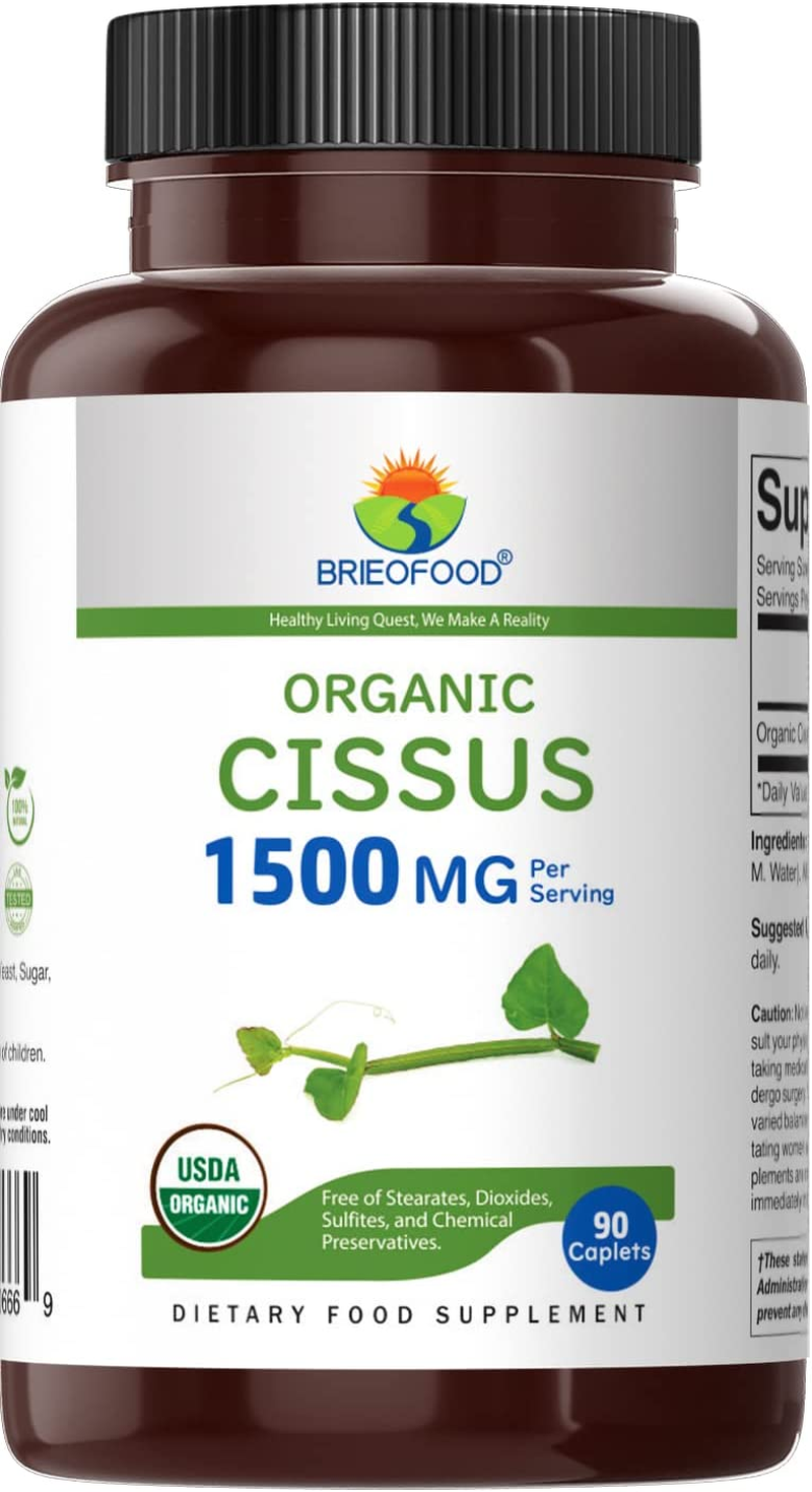 Brieofood Organic Cissus1500Mg, 45 Servings, Vegetarian, Gluten Free, 90 Vegetarian Tablets image number 2