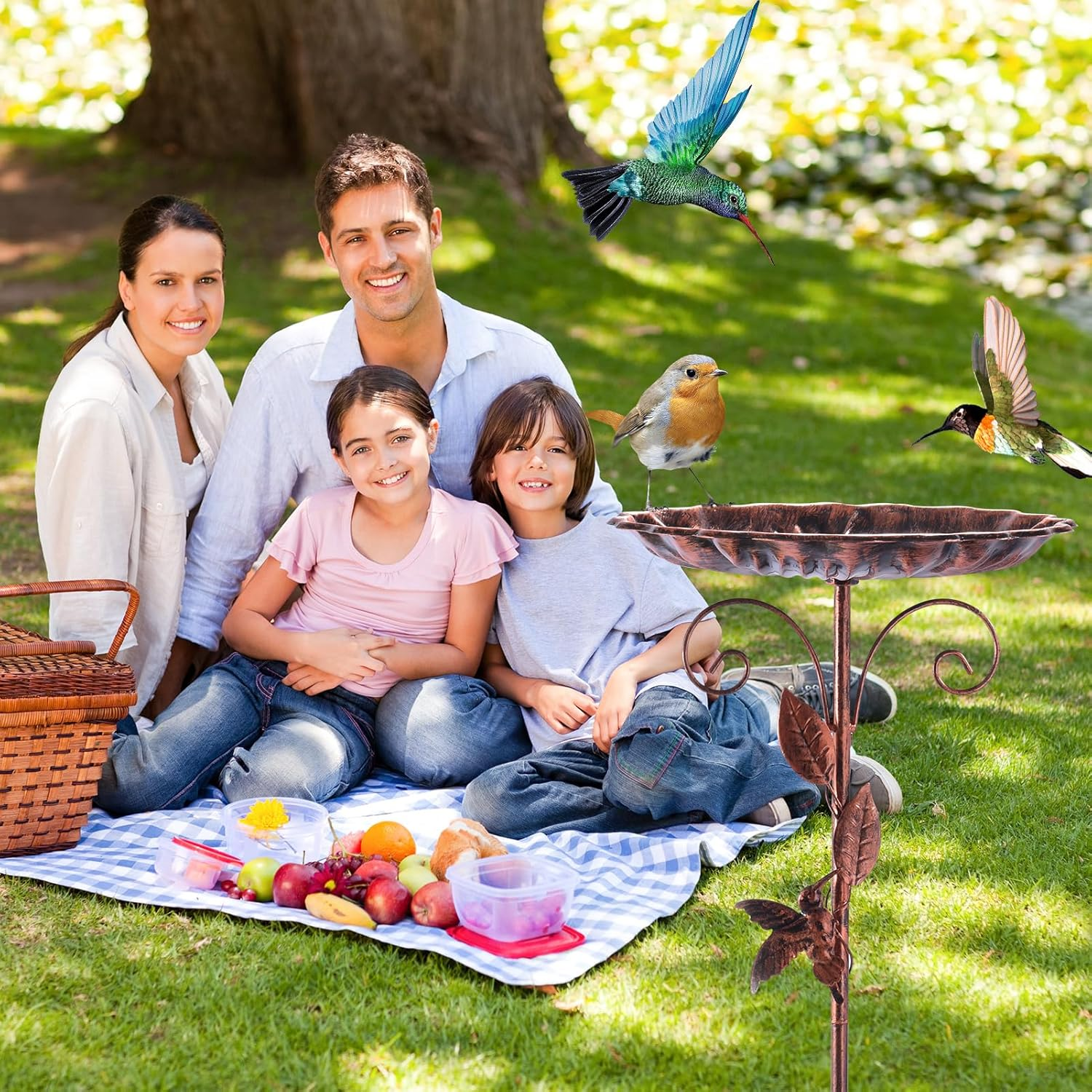 Restorgan Bird Bath for the Garden, Standing Bird Bath, 35 Inches Metal Vintage Freestanding Bird Bath with Sturdy 5-Prong Base, Large Bird Bath, Frost-Proof, Winterproof, Antique Bronze image number 5