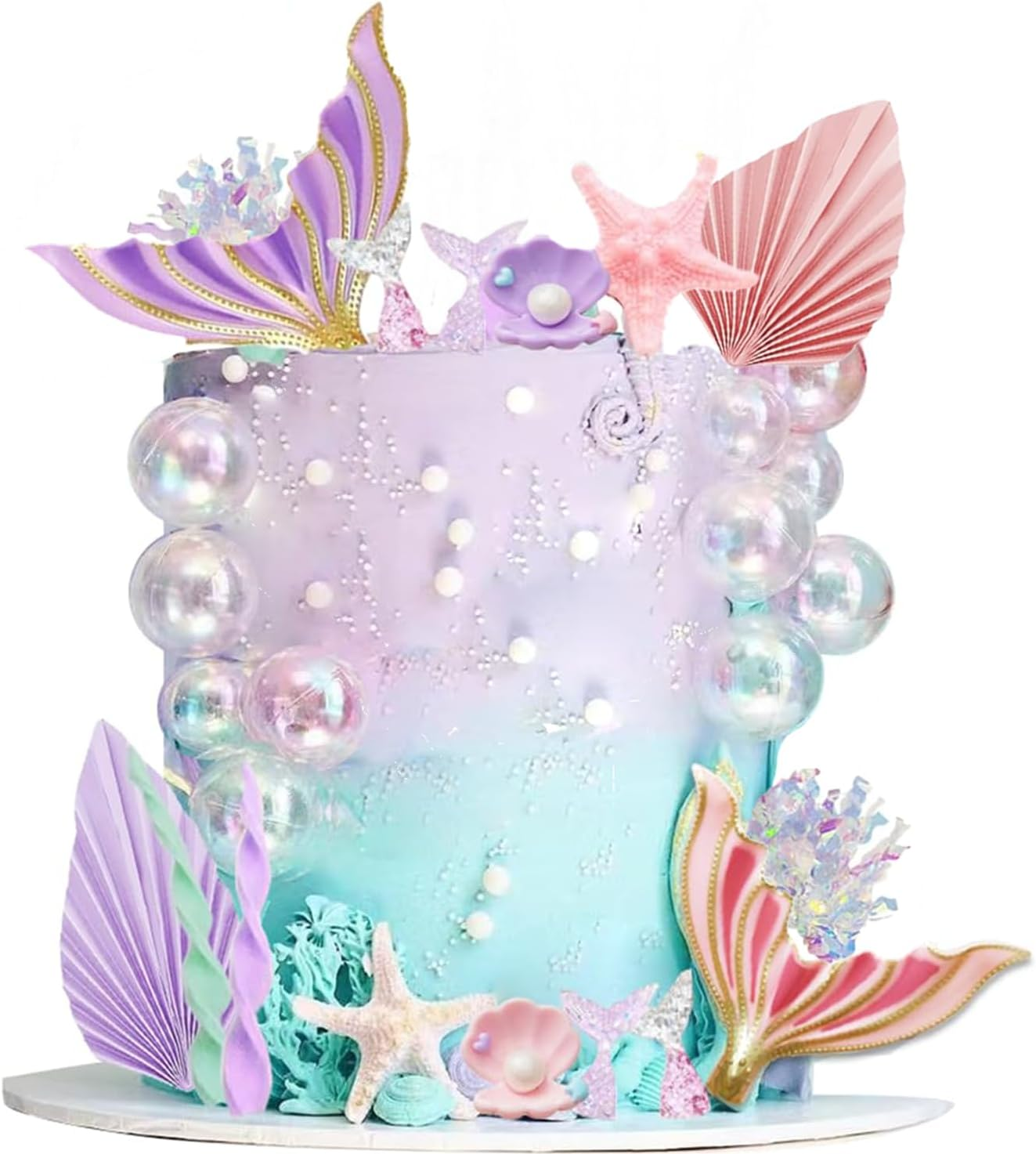 APAILANT 21 PCS Mermaid Cake Toppers Happy Birthday Cake Decorations Cake DIY for Girls Birthday Party image number 4