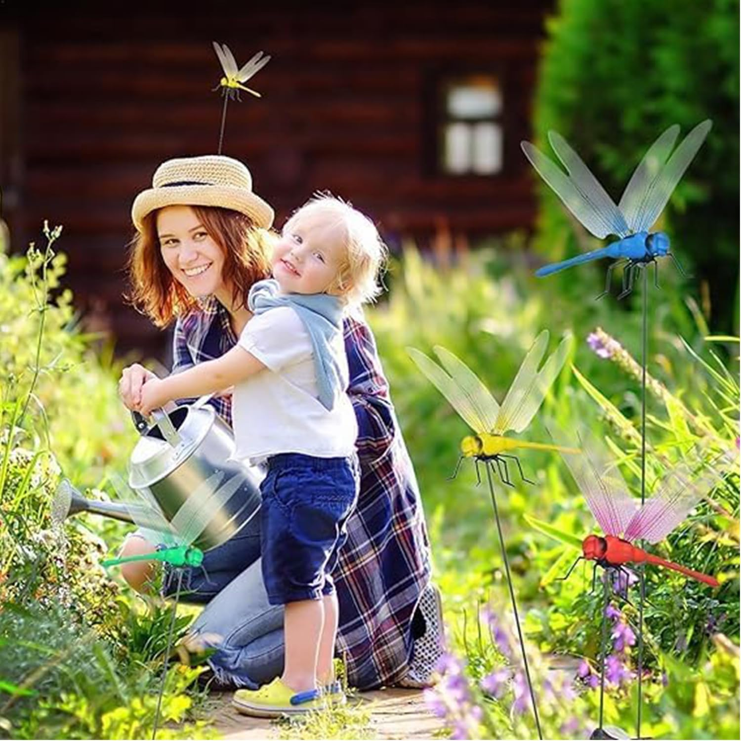 Yharnamite 8 Pcs Fake Dragonfly Clips, Fake Dragonfly Rod Clip Artificial Dragonfly Clips for Outdoors, Outdoor Simulation Dragonfly Clip for Patio Garden Decoration image number 2