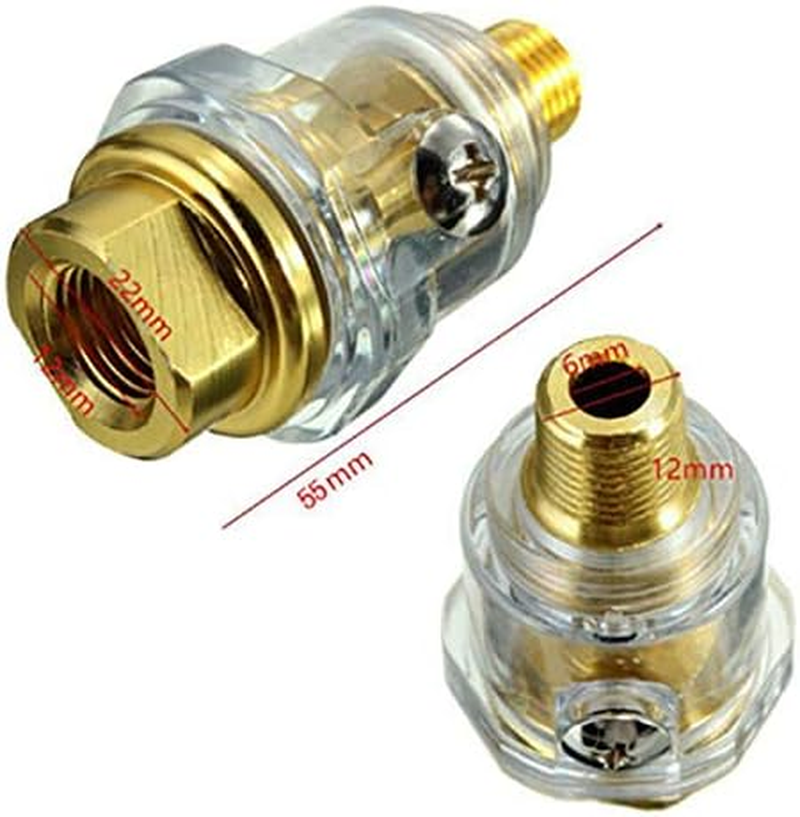 Oiler Lubricator SENRISE Inline Oiler Mini Brass Automatic Oiler for Air Compressor Pipe Tool (1/4" BSP) image number 3