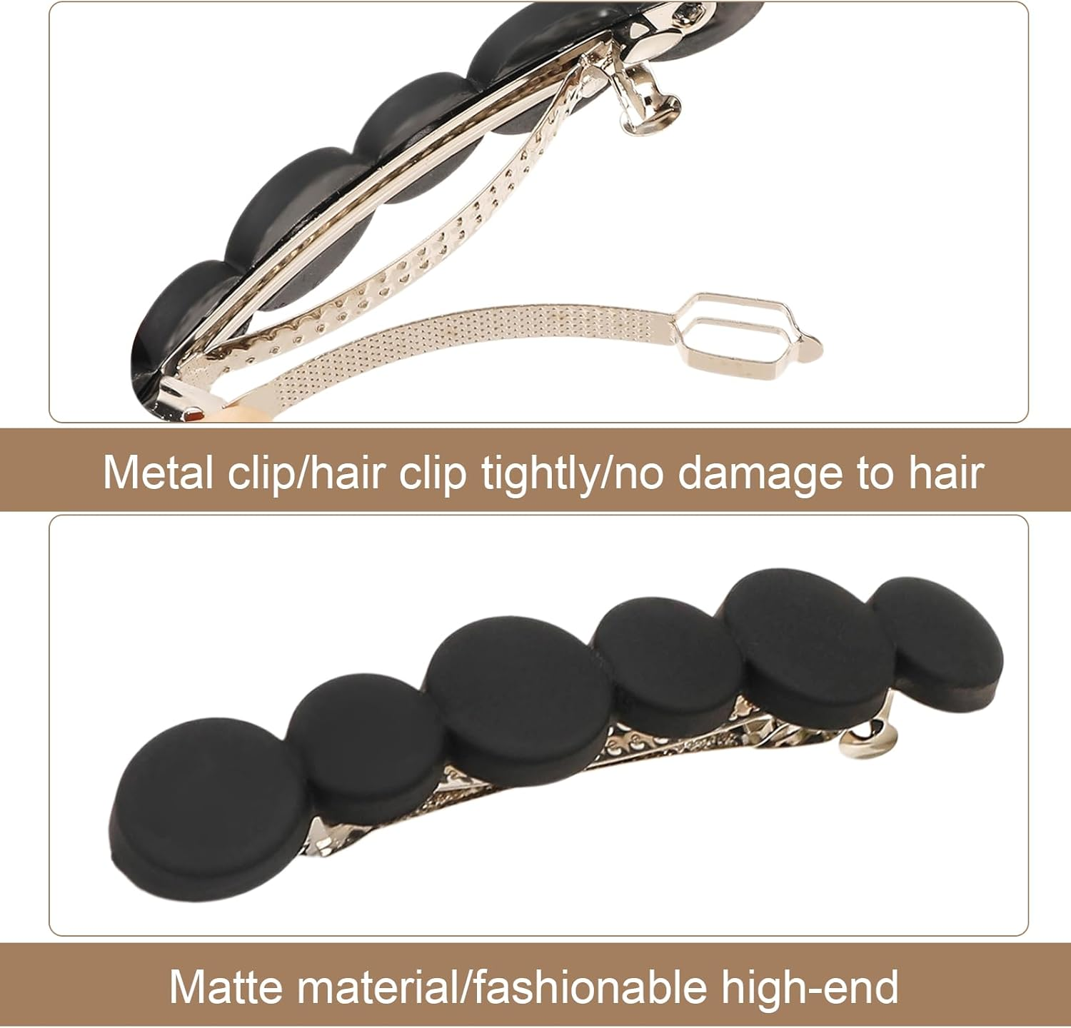 Pack of 6 Automatic Hair Clips, French Elegant Hair Clips, Vintage Hair Accessories Set, Non-Slip Ponytail Holder Clip for Women Girls Fine and Medium Thick Hair (9 Cm) image number 6