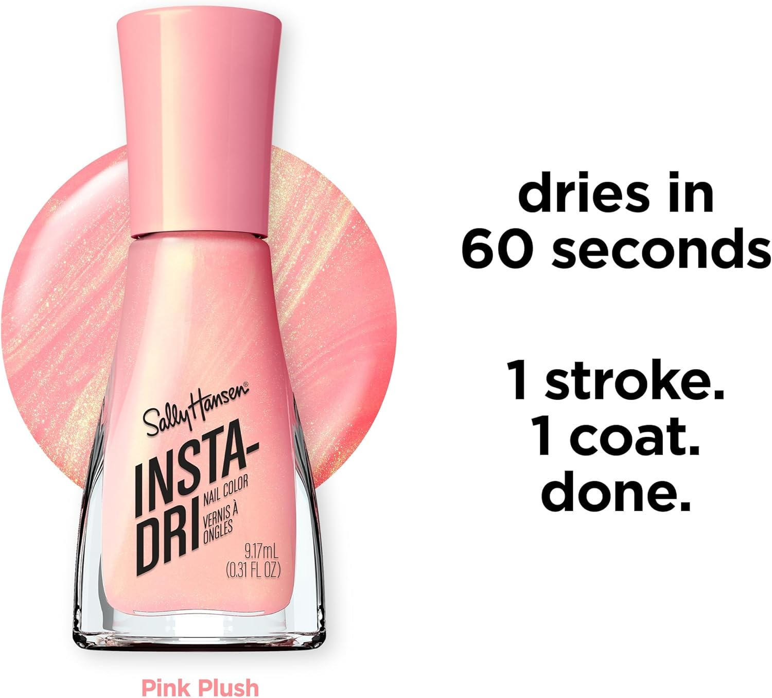 Sally Hansen Insta Dri Nail Polish - Pink Plush​, Fast-Drying, Vegan Formula, Lasting Color, 9.17Ml image number 3