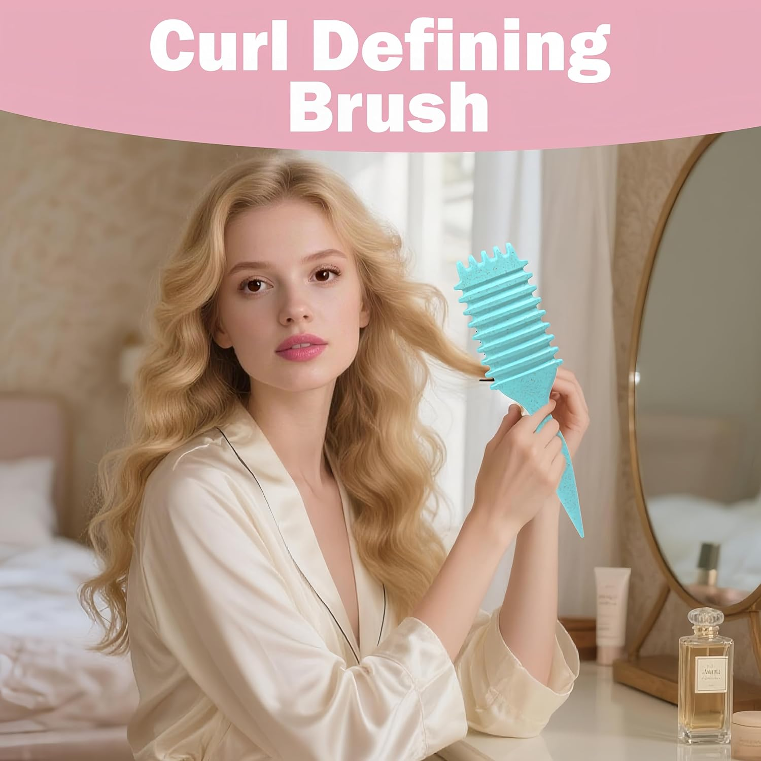 Curly Hair Brush - Detangling Styling for Men Women, Reduces Frizz Breakage, Curl Brush for All Hair Types (Green) image number 4