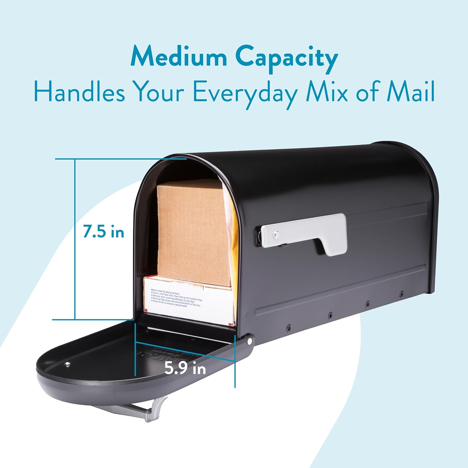 Architectural Mailboxes Chadwick Galvanized Steel Post Mount Mailbox, 8950B-10, Black, Medium Capacity image number 4