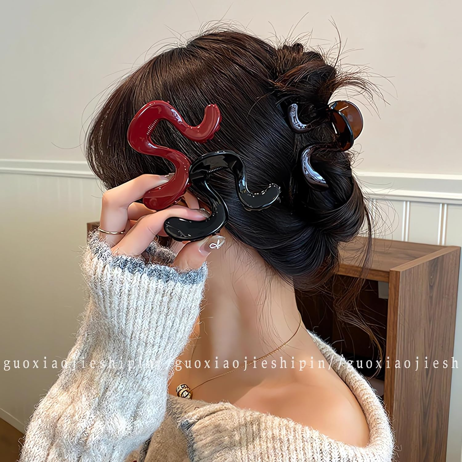 Set of 4 Women'S Hair Clips, Leopard Print Hair Clip, Black, Aesthetic Hair Clips, Suitable for Thin and Thick Hair, Women'S Gripper Set for Women and Girls