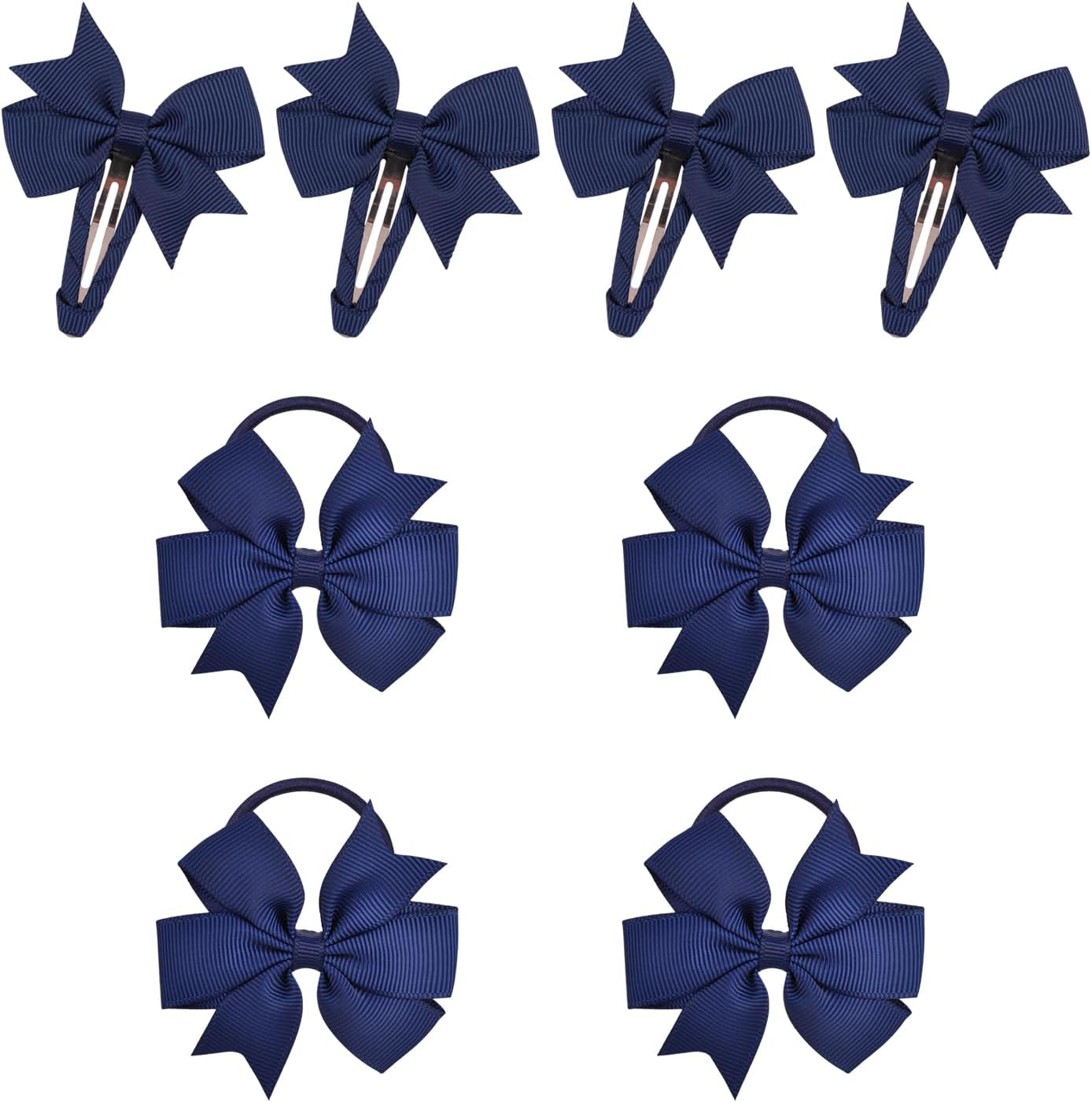 4 Navy Blue Hair Pins and 4 Hair Ropes, Blue Headpiece Set, Hair Accessories for Kids Bows, Ponytail Hair Ring Hair Band