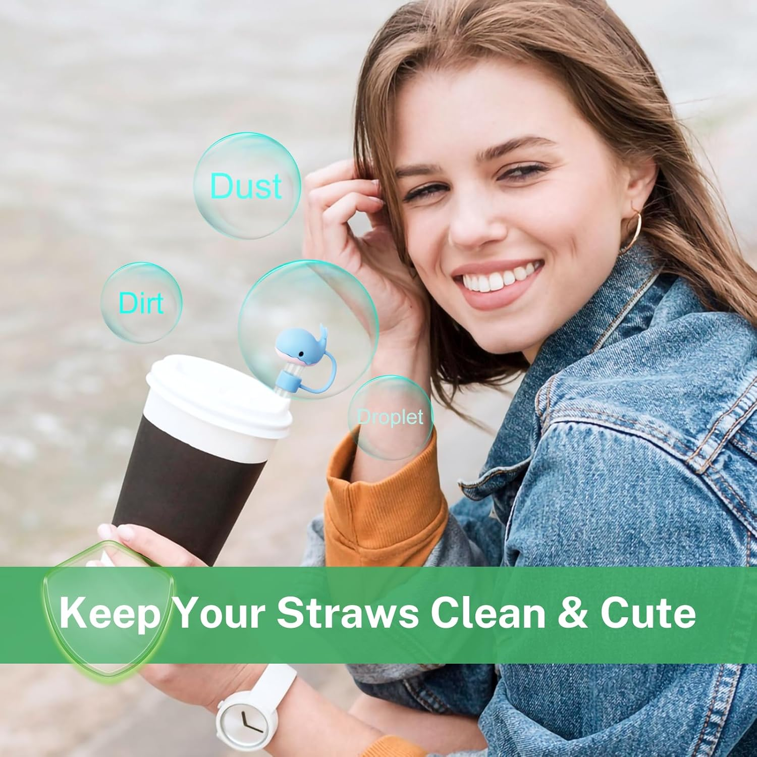 VVAYHUA 6Pcs Cute Animals Straw Covers Cap for Stanley Cup & Simple Modern, Silicone Straw Tips 0.4In/10Mm for Accessories image number 3