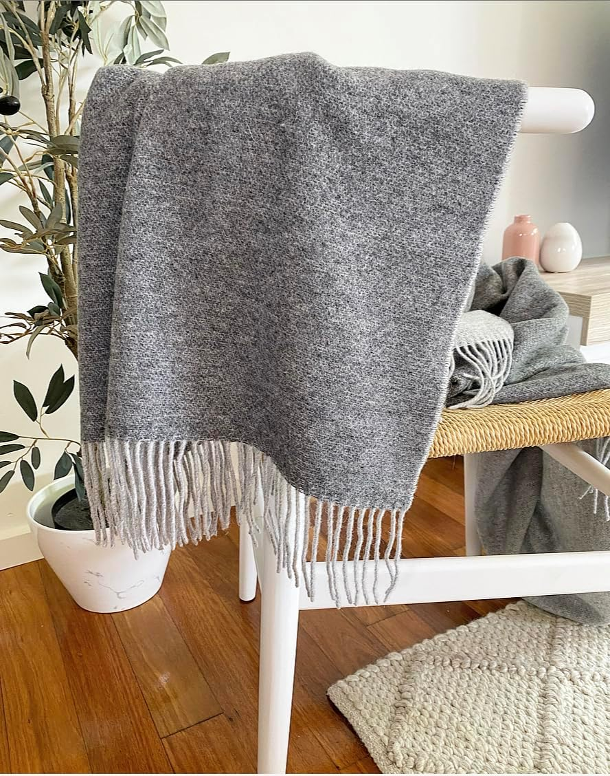 Codu Merino Wool and Cashmere Chiswick Throw Rug, Charcoal image number 3