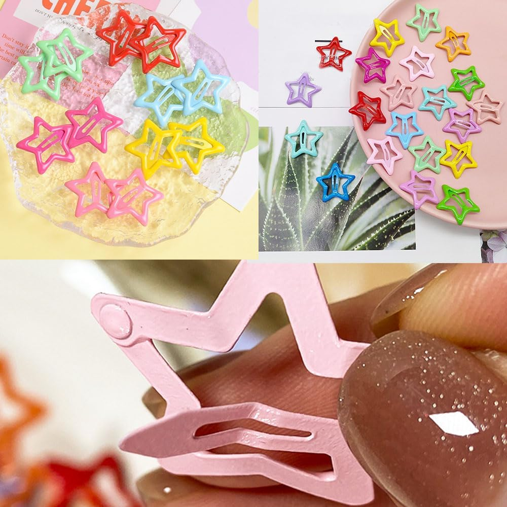 Armastuse 20 Pcs Colorful Star Hair Clips Girls Metal Hair Clips for Girls Women Kids (Random Color) image number 2