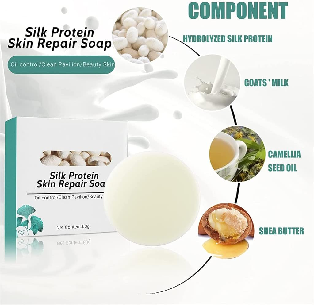 Skinferm Collagen Milk Whitening Soap, Silk Protein Skin Repair Soap, Exfoliating and Brightening Soap, for Body & Facial Skin (3 Pcs)