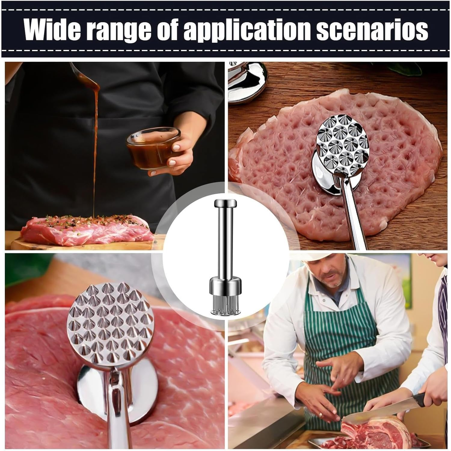 Needle Tenderizer - Heavy Duty Manual Tool | Manual Meat Tenderizer with 21 Needles - for Home Cooking Kitchen Pork Beef Steak Turkey Poultry image number 3