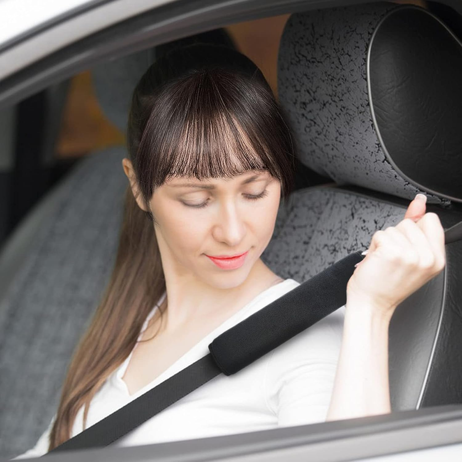 Medsuo 2 Pack Universal Soft and Comfortable Car Seat Belt Pads Harness Pads Pram Strap Covers Backpack Shoulder Pad Automotive Seat Belt Cushion Pad Cover for Adults - Black image number 5