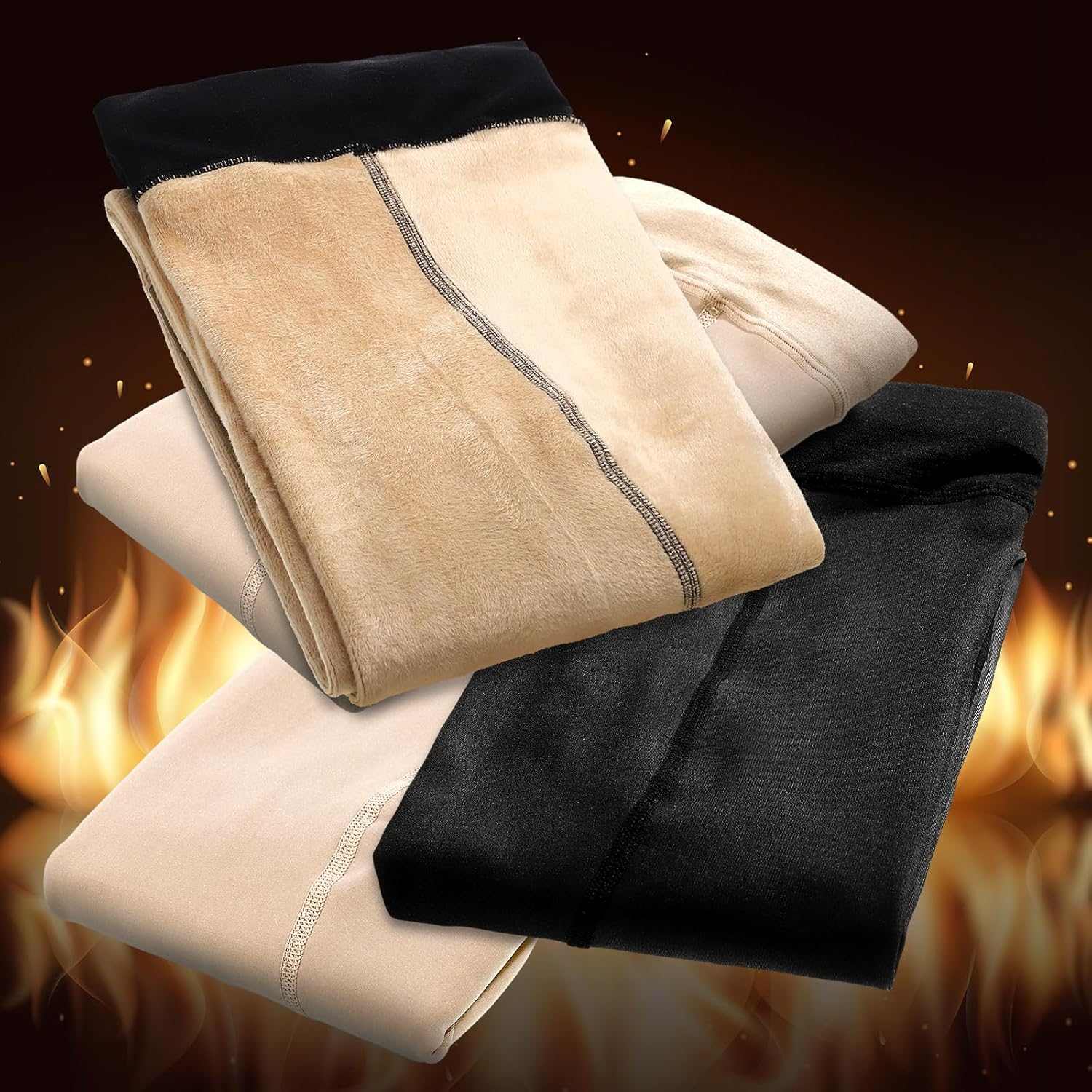 Bonuci 2 Pcs Women Maternity Pantyhose Winter Fleece Lined Tights High Waist Maternity Tights Stretchy Pregnancy Warm Tights image number 1