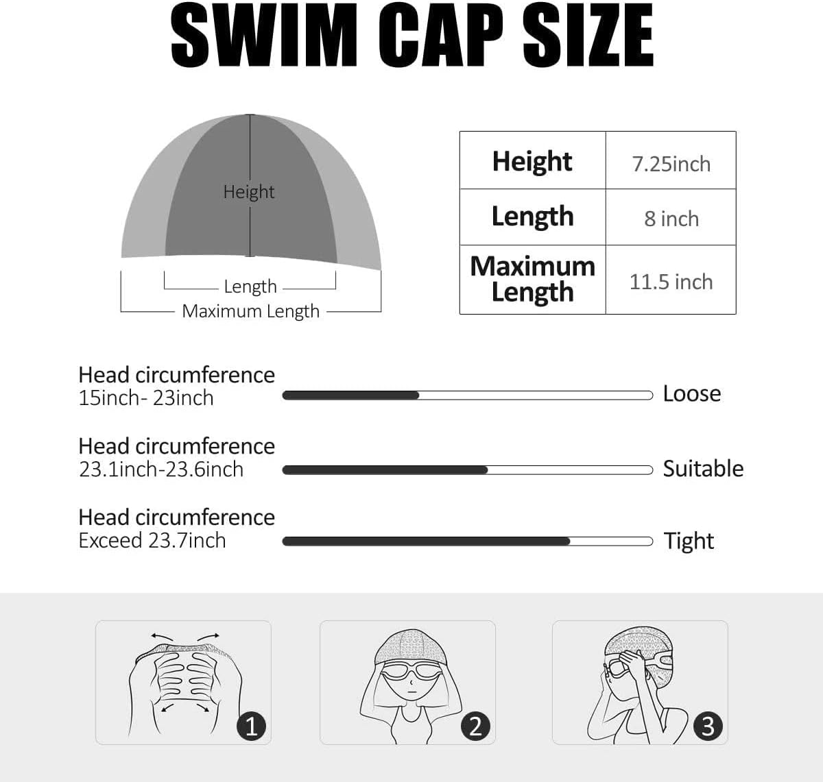 Kvadouly Premium Silicone Swimming Cap - Comfortable Fit for All Hair Types, Includes Ear & Nose Protection image number 4