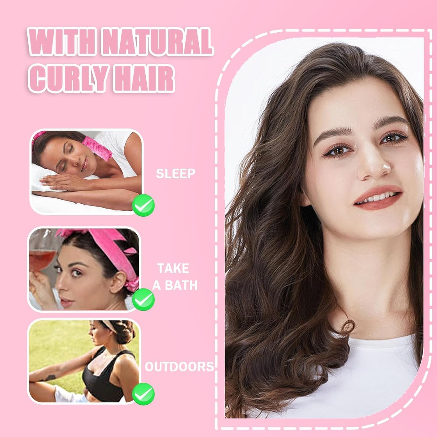 Overnight Curlers, Velvet Heatless Overnight Curls Band Curls without Heat, Heat-Free DIY Blowout Hair Curler for Sleeping, Non-Slip/Large Curls, Curls without Heat, for All Hair Types