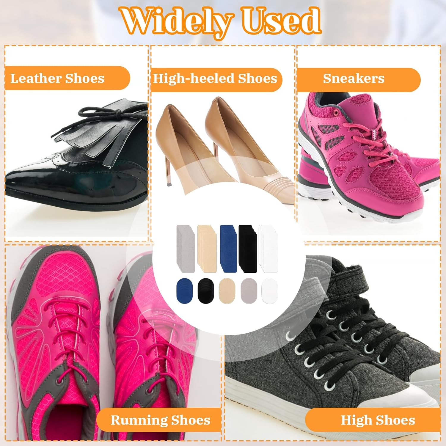 30Pcs Shoe Patches for Holes, Self-Adhesive Shoe Heel Repair Patch 5 Colors Shoe Hole Repair Patch Kit for Sneakers and Mesh Shoes (Rectangular and round Shapes) image number 1