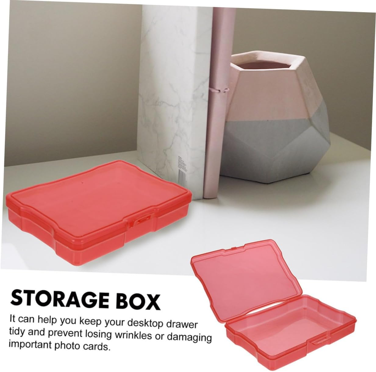 POPETPOP 10Pcs Plastic Photo Storage Boxes 4X6 Inch Lid for Photos Jewelry Postcards Organizing Containers Craft Keepsake Holders Multi-Color Storage Solution for Home and Office image number 2