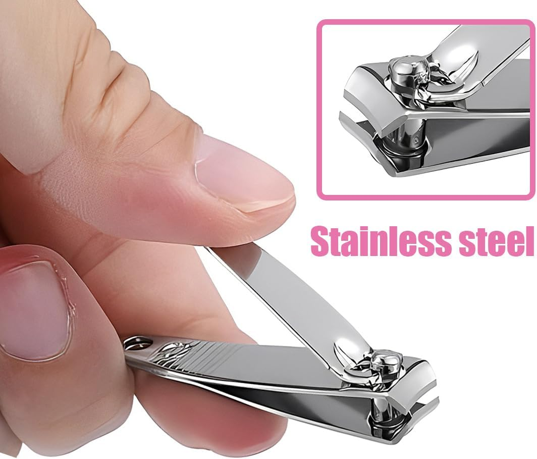 SULIUDAJI Manicure Set, 7-Piece Pedicure Nail Set, Nail Case, Nail Clipper Set, Nail Clipper Case Made of Stainless Steel and Leather, Nail Care Tools for Men and Women (Barbie Rose Red) image number 5