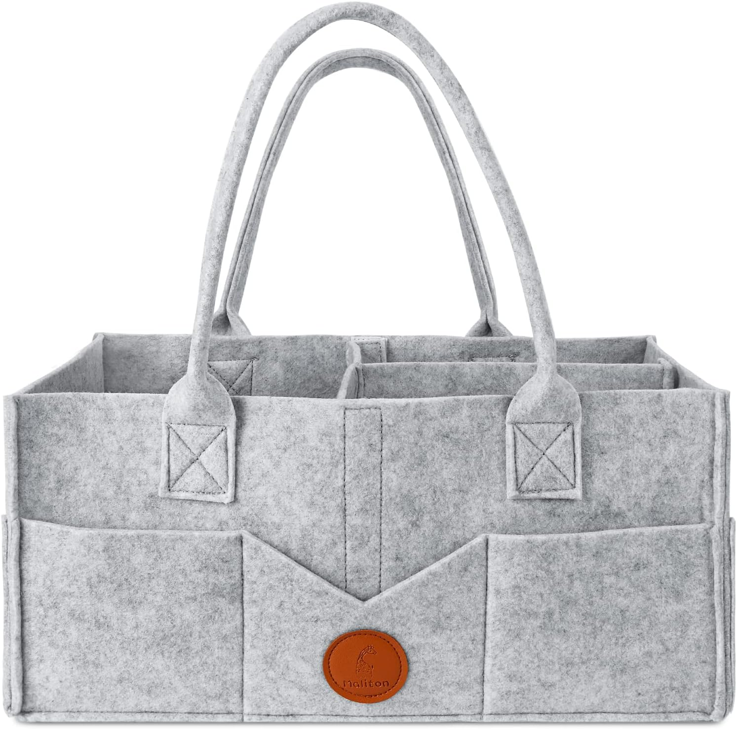 Maliton Baby Diaper Caddy Organizer for Changing Table, Nursery Storage Bin Basket with Handle, Felt Diaper Organizer Suitable for Indoor Outdoor (Khaki)