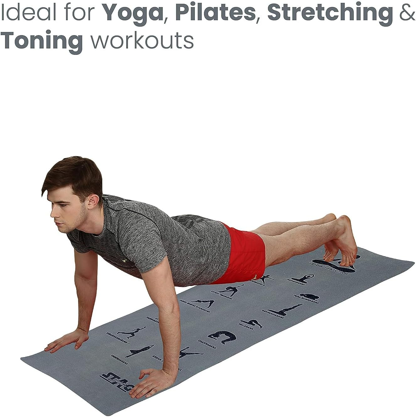 Stag Yoga Mantra Asana Grey Mat (6 Mm) with Bag | Home and Gym Use for Men and Women | with Cover | for Yoga, Pilates, Exercises image number 6