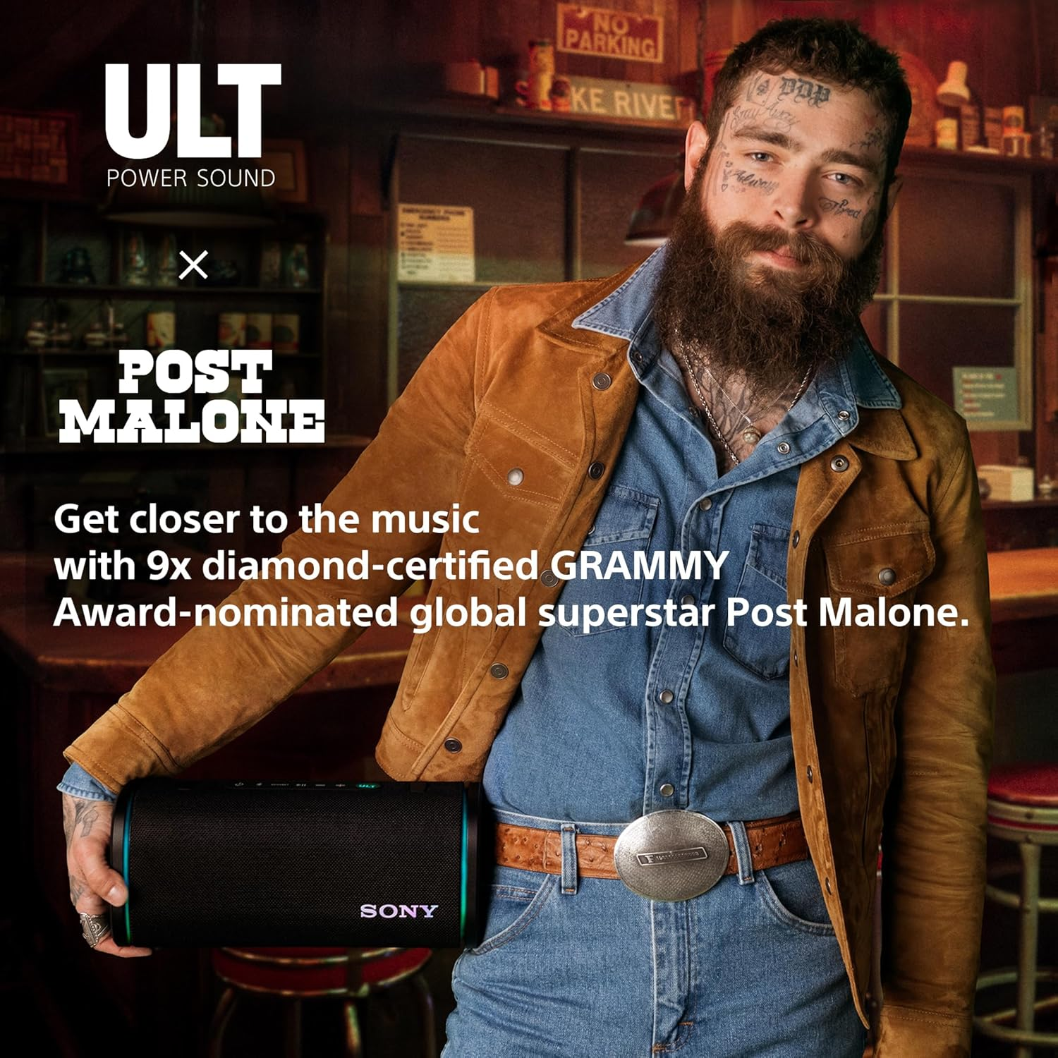 Sony ULT Field 5 Wireless Portable Bluetooth Speaker, IP67 Waterproof, Dustproof, and Rustproof with Enhanced Bass, 25 Hour Battery, 360&deg; Party Light, and Shoulder Strap (SRSULT50W), off White