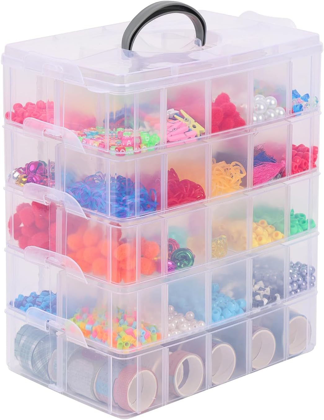Craft Storage Box 5-Tier - Detachable Plastic Stackable Craft Storage Containers with 50 Compartments for , Bead, Jewellery, Sewing & Diamond Painting Storage, 24Cm X 15.5Cm X 32Cm image number 1