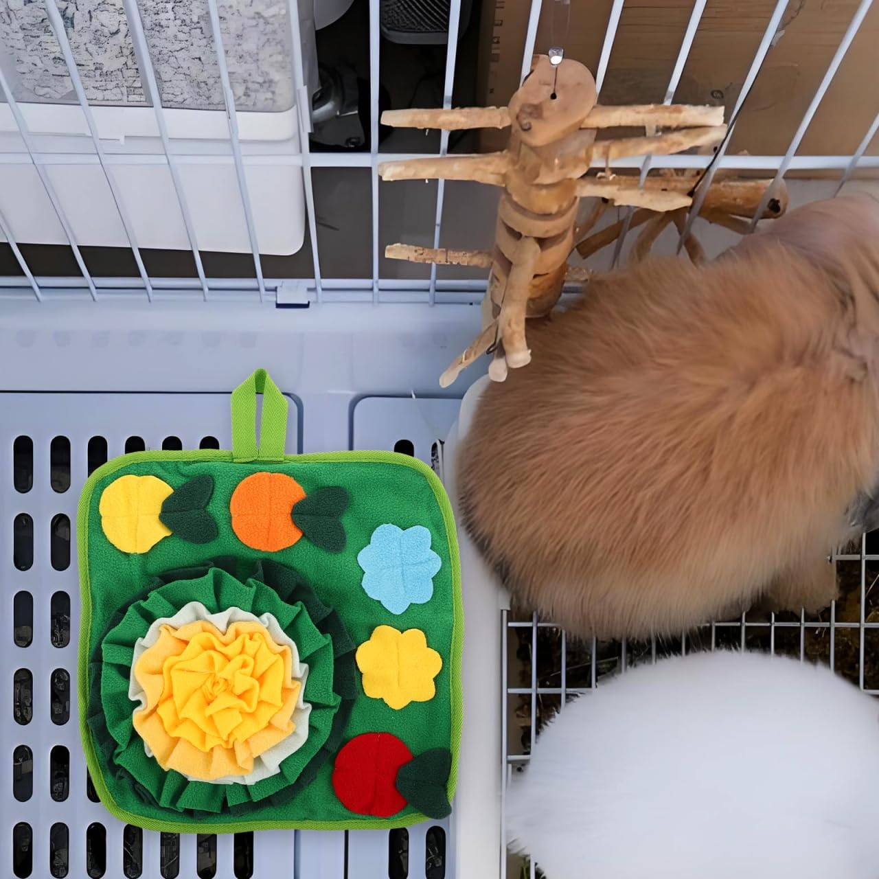 Alasum Small Animal Sniffing Pad 13.6 Inch Soft Foraging Mat Slow Feeder Training Mat for Hamsters Rabbits Guinea Pigs Birds Comfortable Pet Feeding Toy image number 1