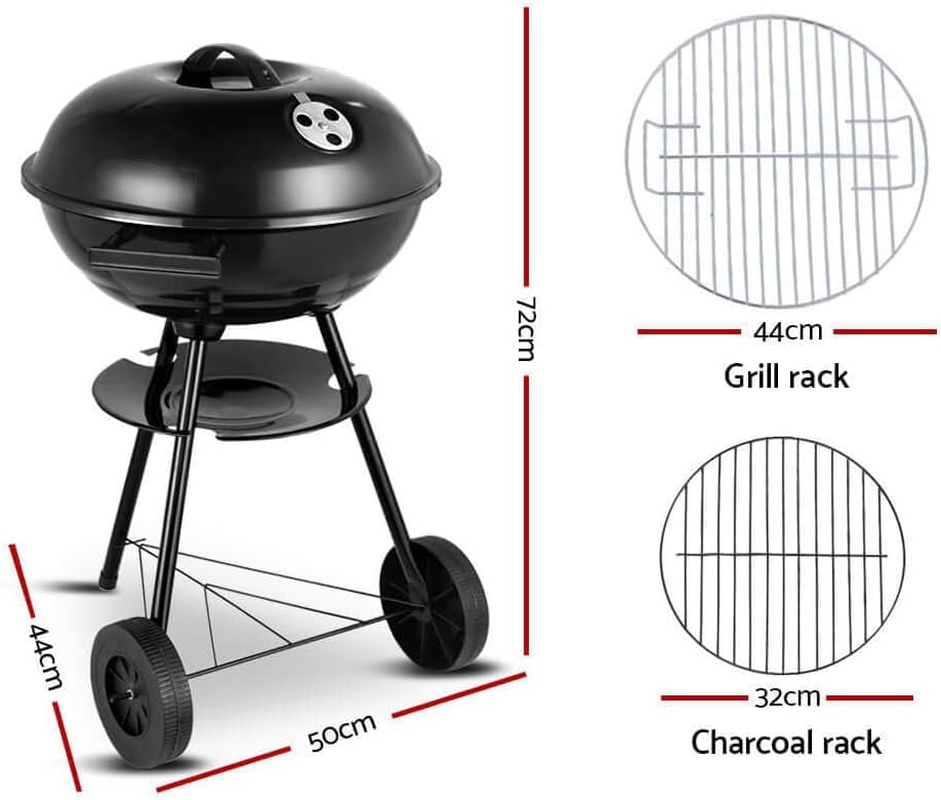 Grillz Charcoal Portable Camping Grill Steel Oven Barbeque Smoker, Black image number 4
