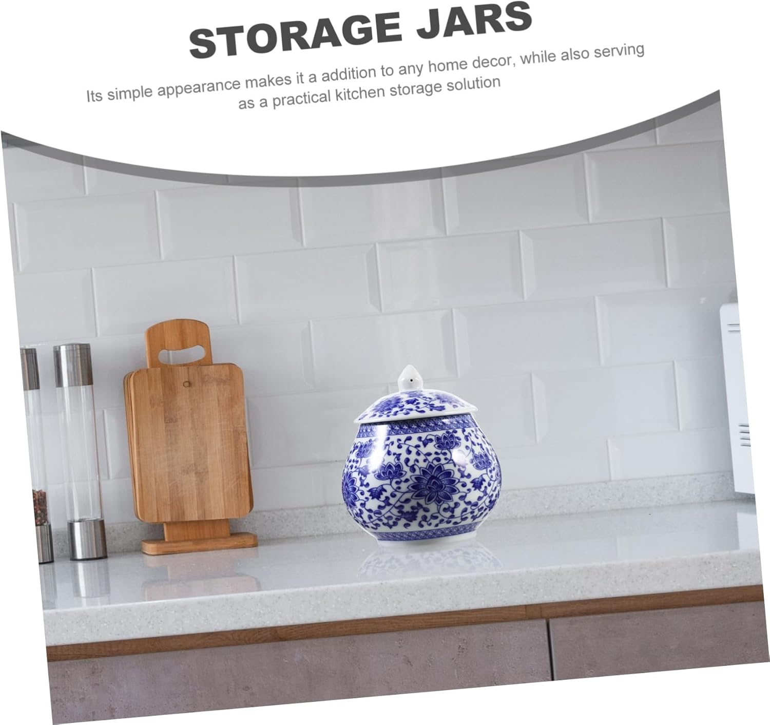 Ceramic Tea Jar Ginger Jars for Home Decor Blue White Porcelain Tea Storage Canister image number 5
