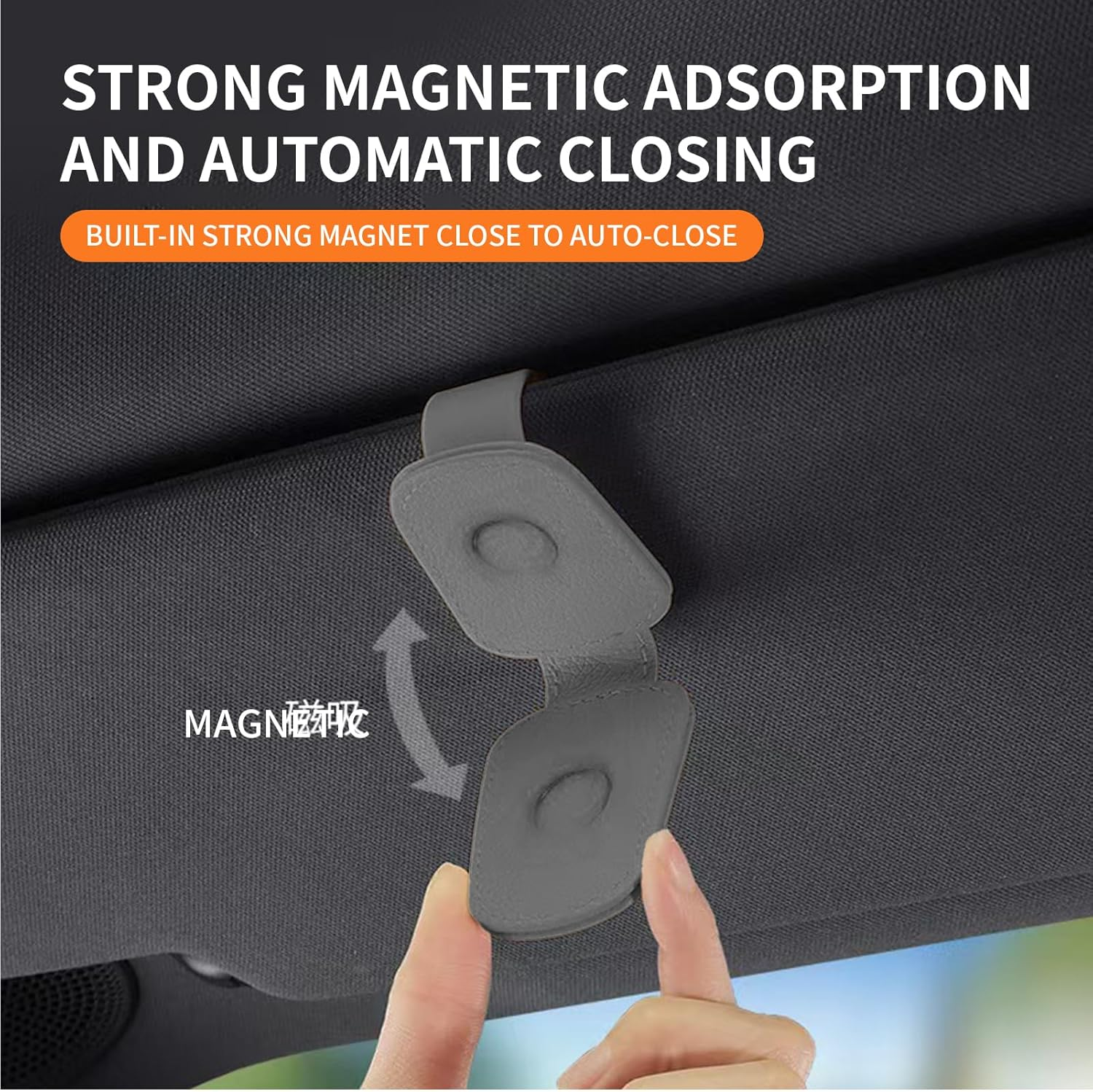 2-Pack Sunglass Holder for Car Sun Visor, Genuine Leather Car Sunglass Holder, Magnetic Glasses Clip for Cars SUV, Car Accessories, Glasses Storage (Grey) image number 2