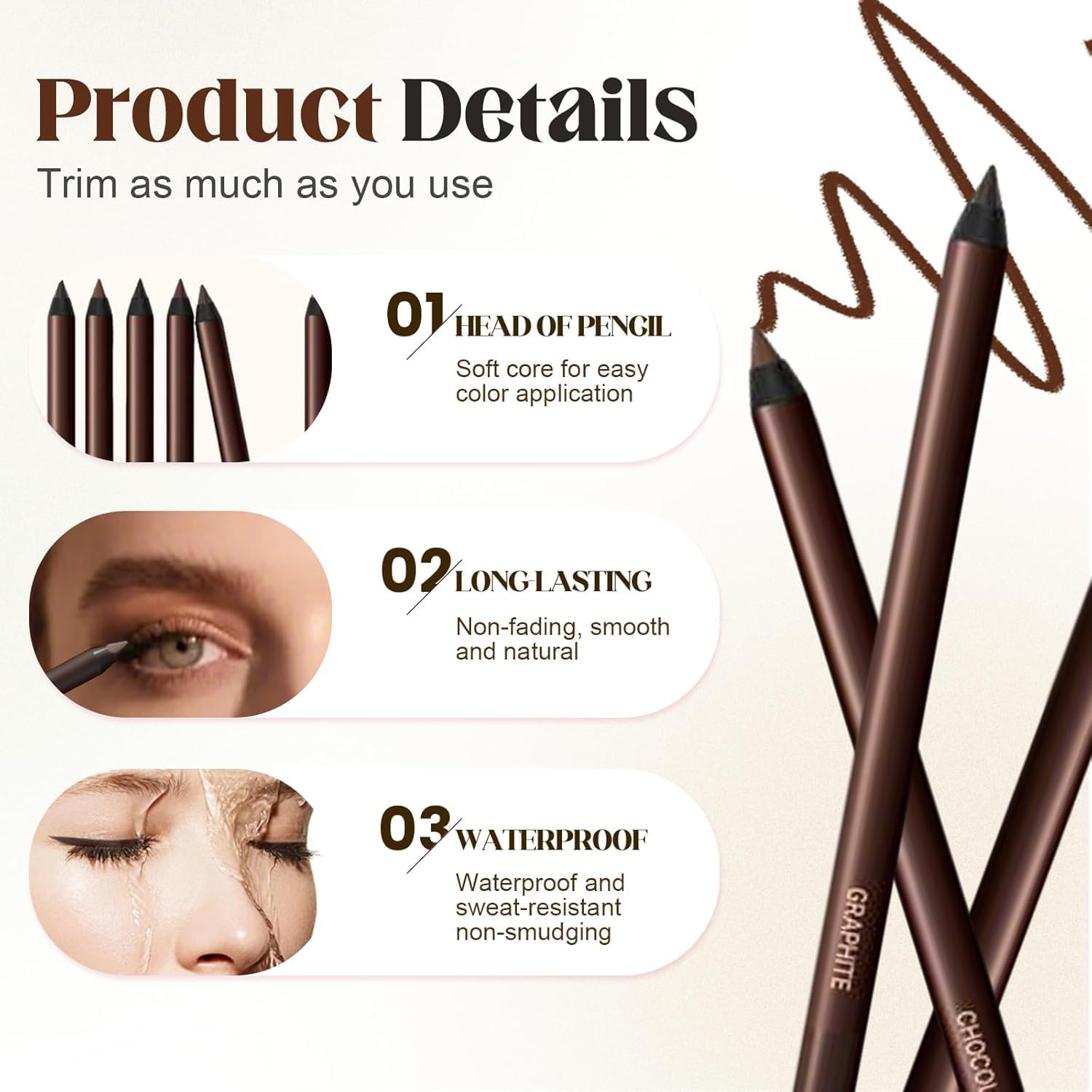 24 HR Waterproof Eyeliner Pencil Duo &ndash; 2-In-1 Sharpenable Eye Liner & Eyebrow Pencil, Smudge-Proof, Long-Lasting, Fading, Smooth Application for Easy Coloring .Waterproof & Sweatproof (Plum)