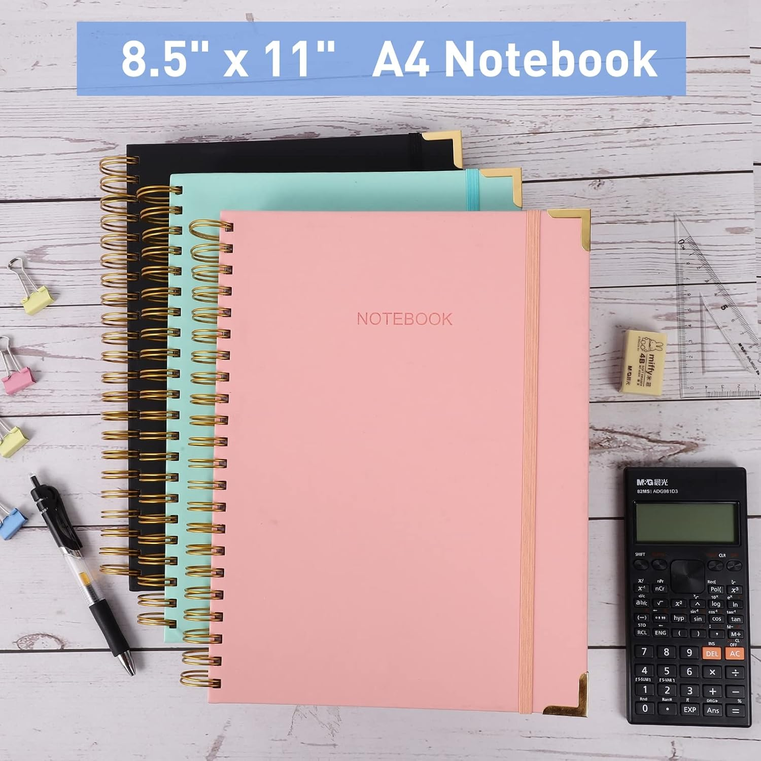 Spiral Notebook, College Ruled Notebook Journal, 8.5&rdquo; X 11&rdquo;, 300 Pages Leather Writing Journal for Women Men, A4 Hardcover Notebook for Work School, 24Pcs Index Tabs, Teal image number 7