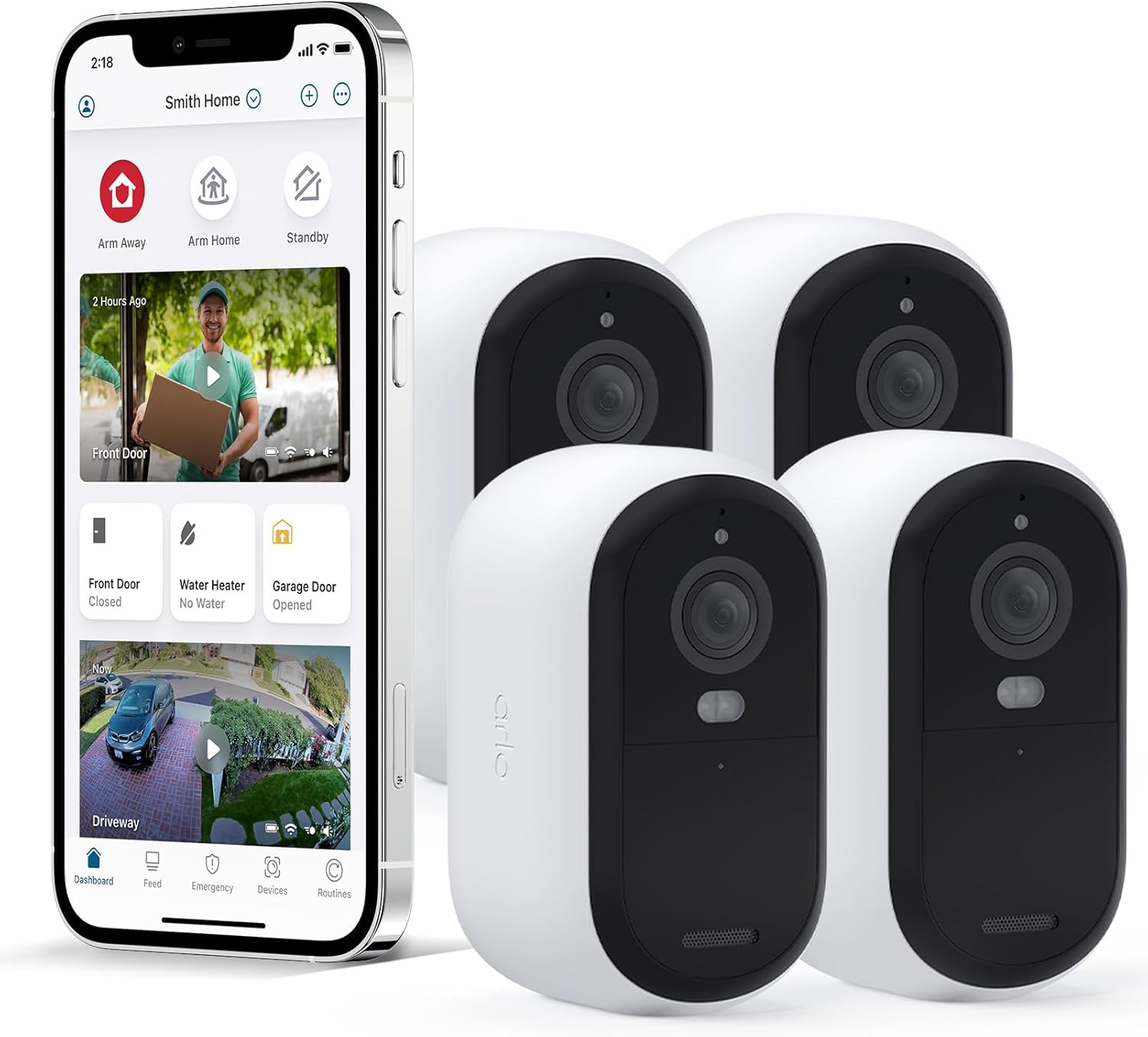 Arlo Essential 2K Outdoor Security Camera (2Nd Generation) &ndash; 4 Pack &ndash; Outdoor & Indoor Wireless Camera, Integrated Spotlight, Color Night Vision, DIY Setup, White &ndash; VMC3450