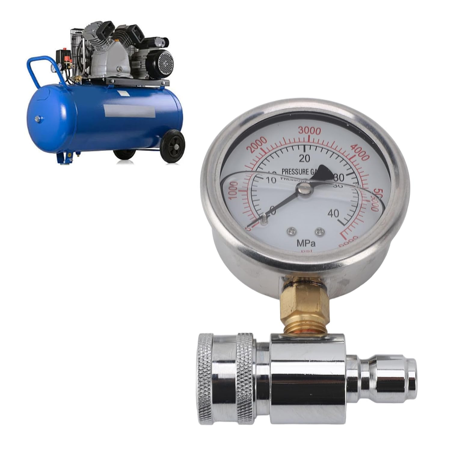Pressure Washer Gauge, 6000Psi Stainless Steel High Pressure Gauge 3/8In Quick Connect Pressure Washer Parts Accessories for Car Washing Machines, Easy to Install image number 5