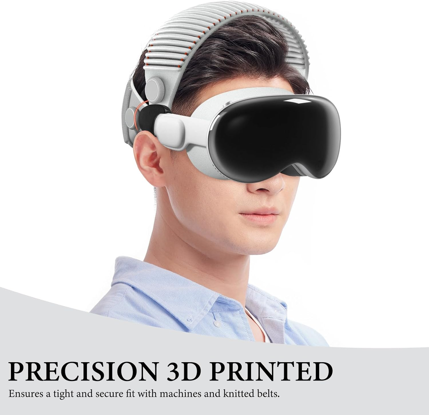 Geekria VR Headset Dual Band Adapter Compatible with Apple Vision Pro, Head Strap Top Knit Adapter, Reduces Facial Stress, Comfort Top Strap Attachment (Black) image number 1