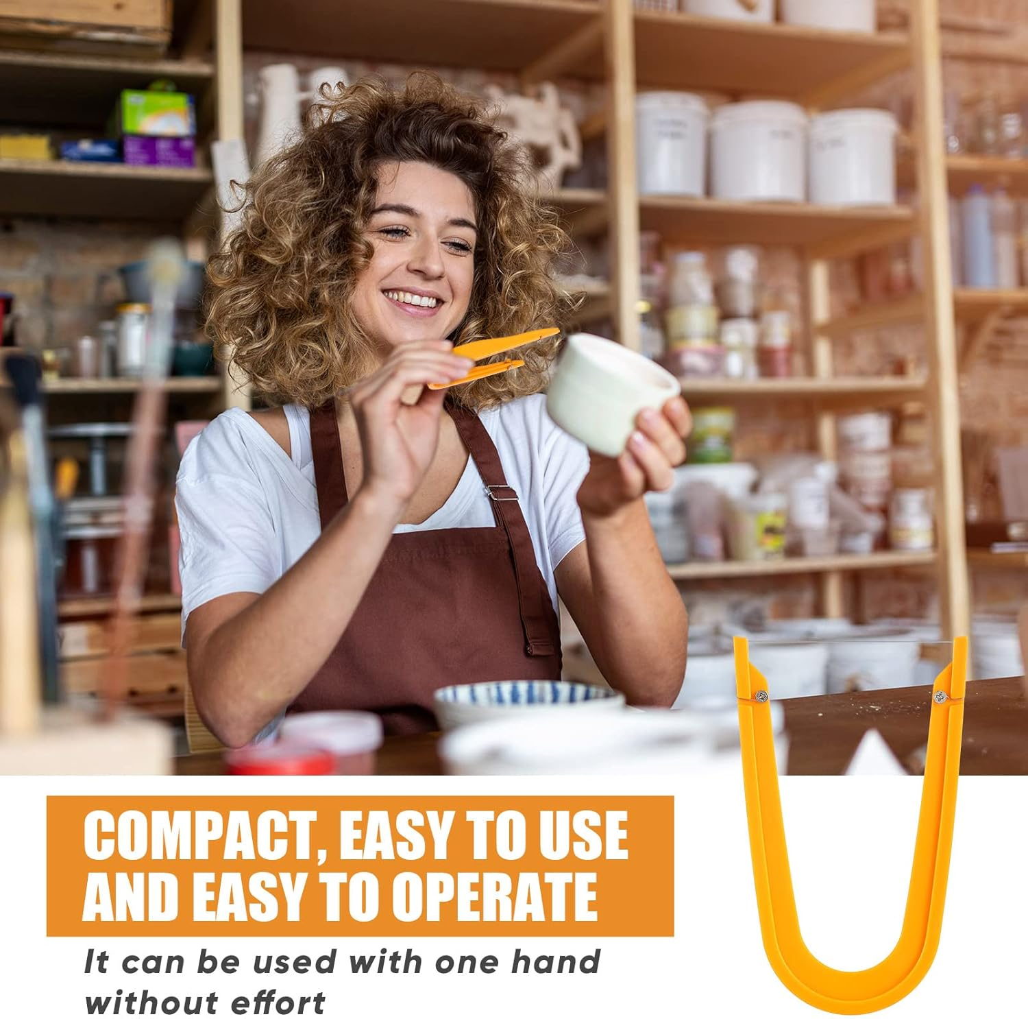 Lothee Pottery Clay Wire Cutter 5.12 X 3.35 Inch Yellow Ceramic Cut off Tools Hand Pottery Tools and Supplies for Artists Cutting Mud Handcraft image number 4