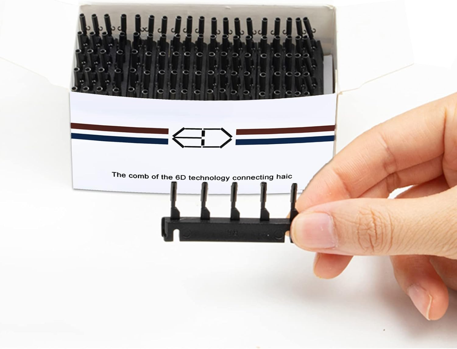 6D Real Hair Extensions Second Generation 6D Hair Extensions Remy Straight Hair Invisible for Hairdressing Salon Women Girls, 6D Hair Extension Tool, 8 Rows 40 G, Buckles image number 4