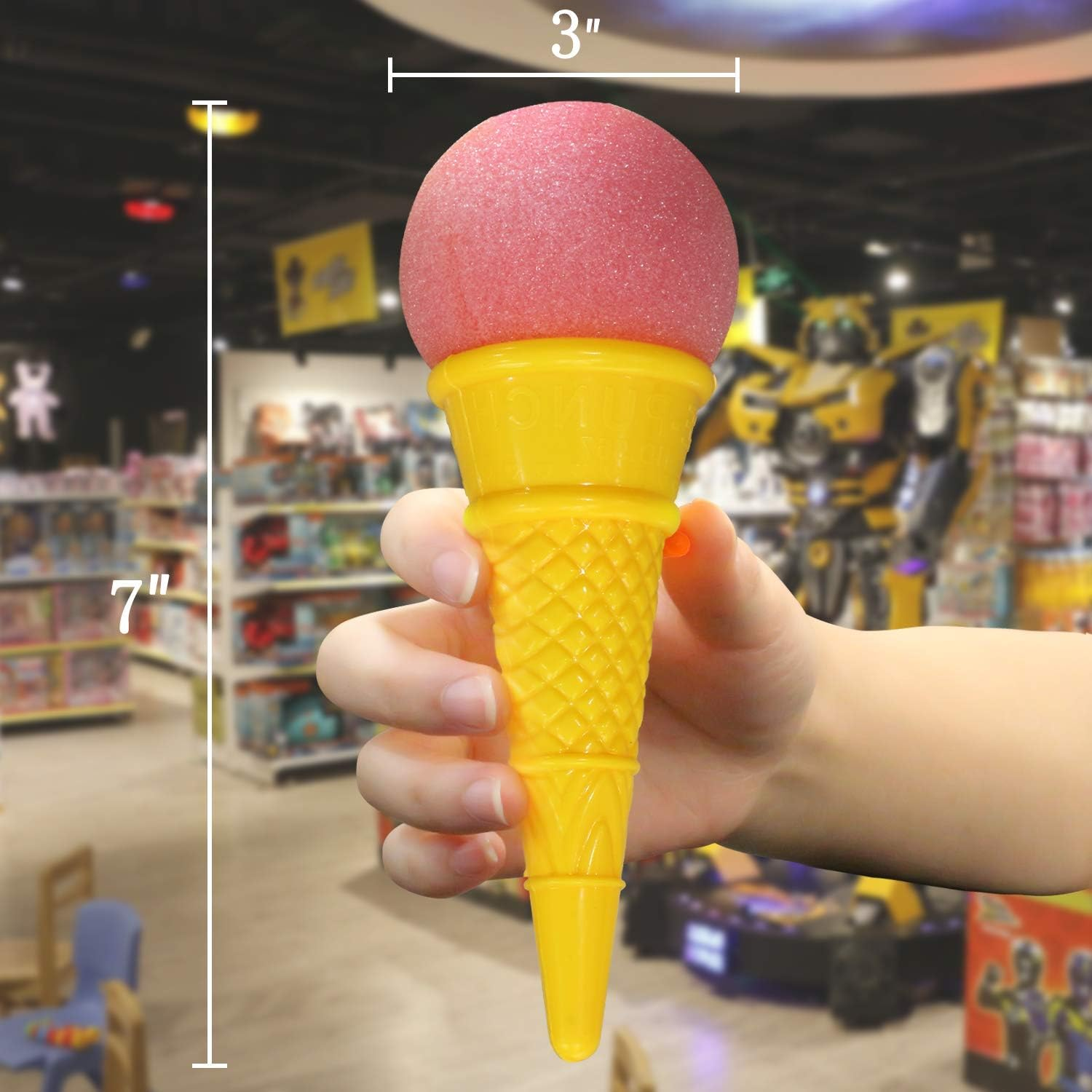 Novelty Place 7" Ice Cream Shooters Toy, Pack of 12, 7 Inch Size Plastic Cone and Foam Ball with Multiple Colors, Interesting Toys for Children'S Party image number 3