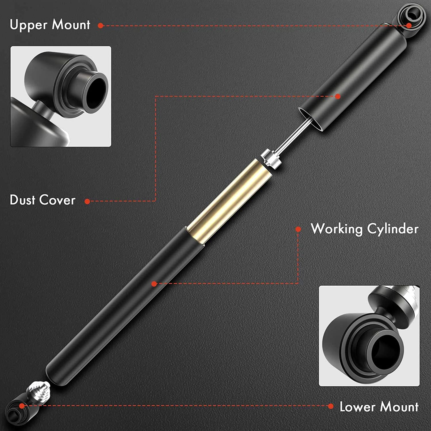 A-Premium Rear Shock Absorbers Compatible with Toyota Highlander 2014-2022, Sienna 2021-2025 & Lexus Rx350/Rx450H 2010-2022, Rx350L/Rx450Hl 2018-2022, 2-PC Set