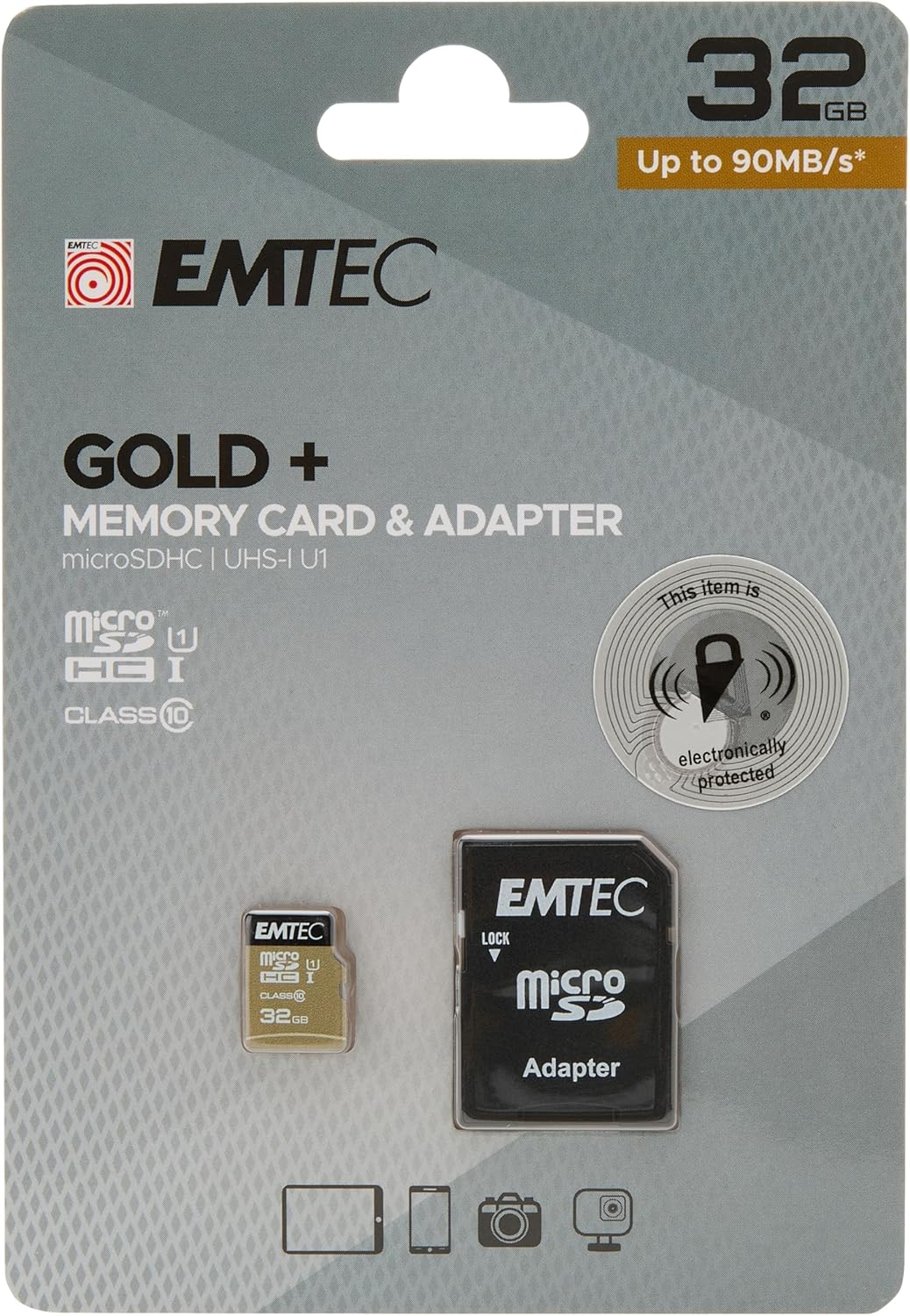Emtec Gold+ Class WW 10 UHS-I 32GB Microsdxc Memory Card, Gold