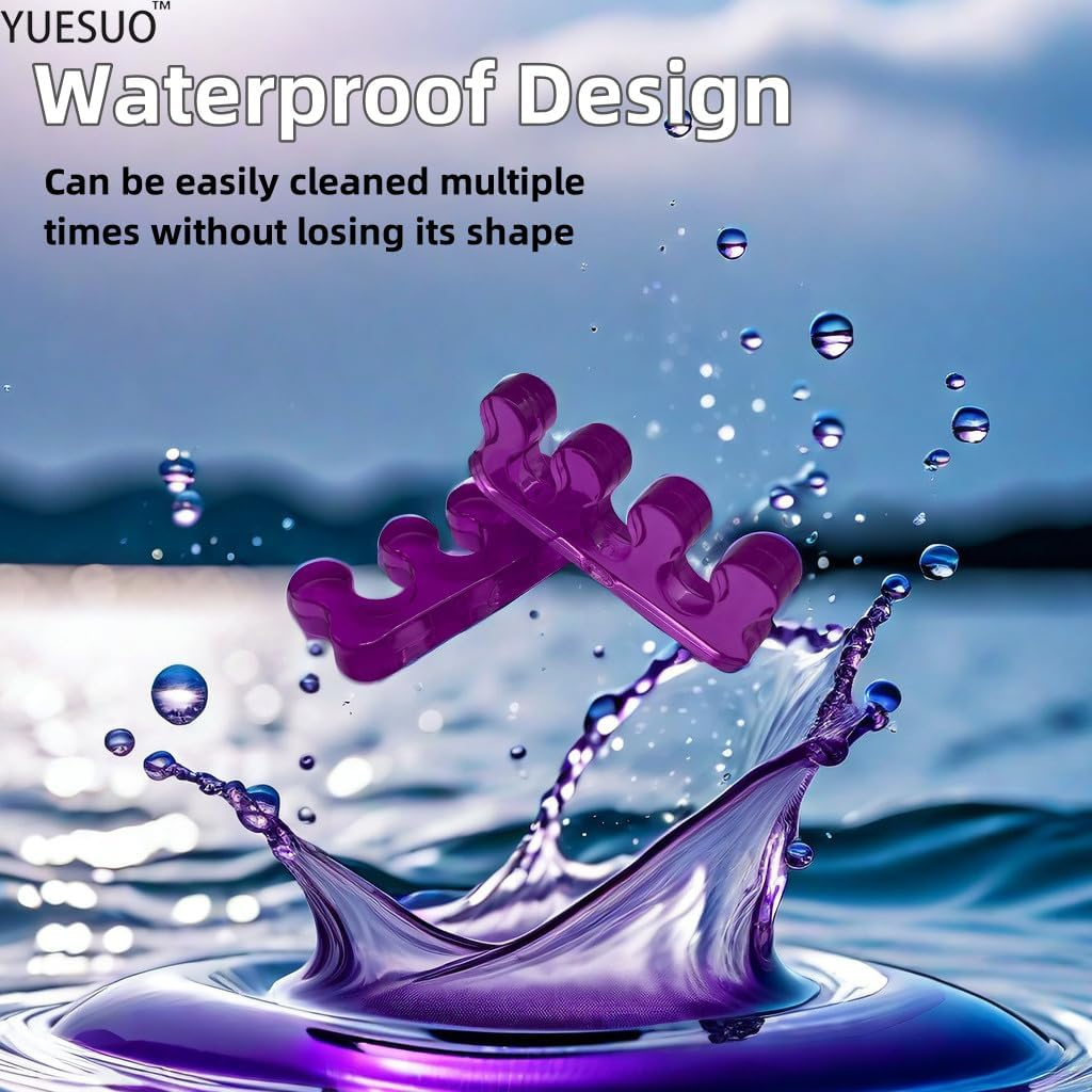 YUESUO Gel Toe Separator for Nail Painting, Pedicure, Foot Correction, Comfortable Thick Elastic Toenail Separator for Both Men and Women&mdash;2 Pairs of Spacers (Pink+Purple) image number 2