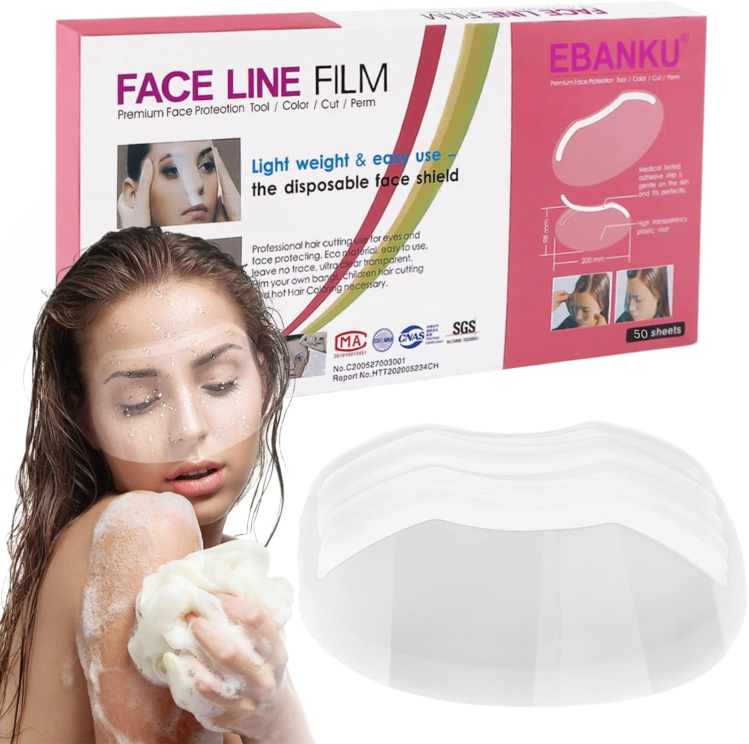 EBANKU 50 PCS Microblading Shower Visor, Eyelash and Eyebrow Protector Shower Goggles Shield, Eyebrow Shower Shields Protector, Face Cover Bath Visor for Hair Salon Supplies image number 1